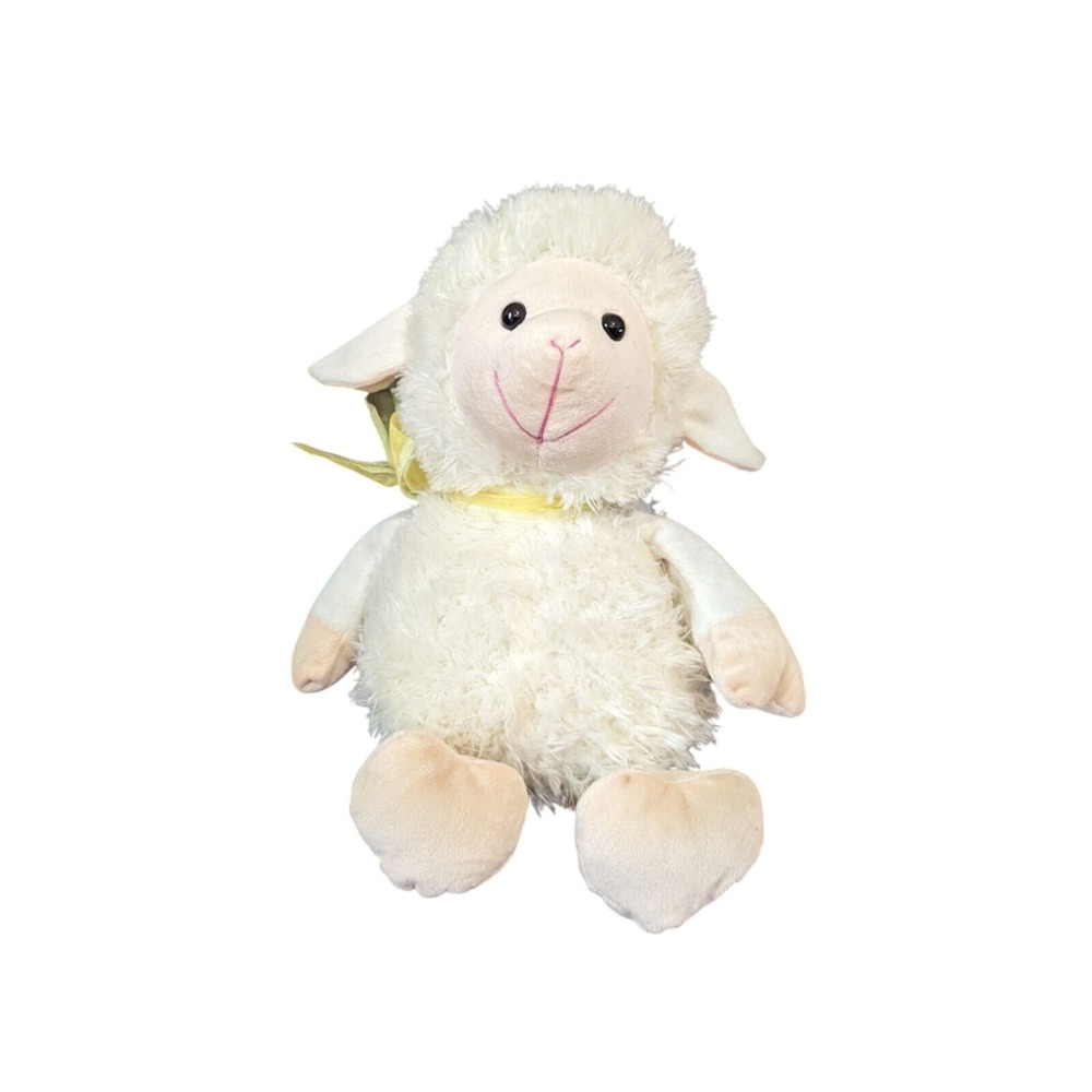 Just For You‎ Plush Lamb Stuffed Animal Cream Sheep Yellow Ribbon 11 Inch